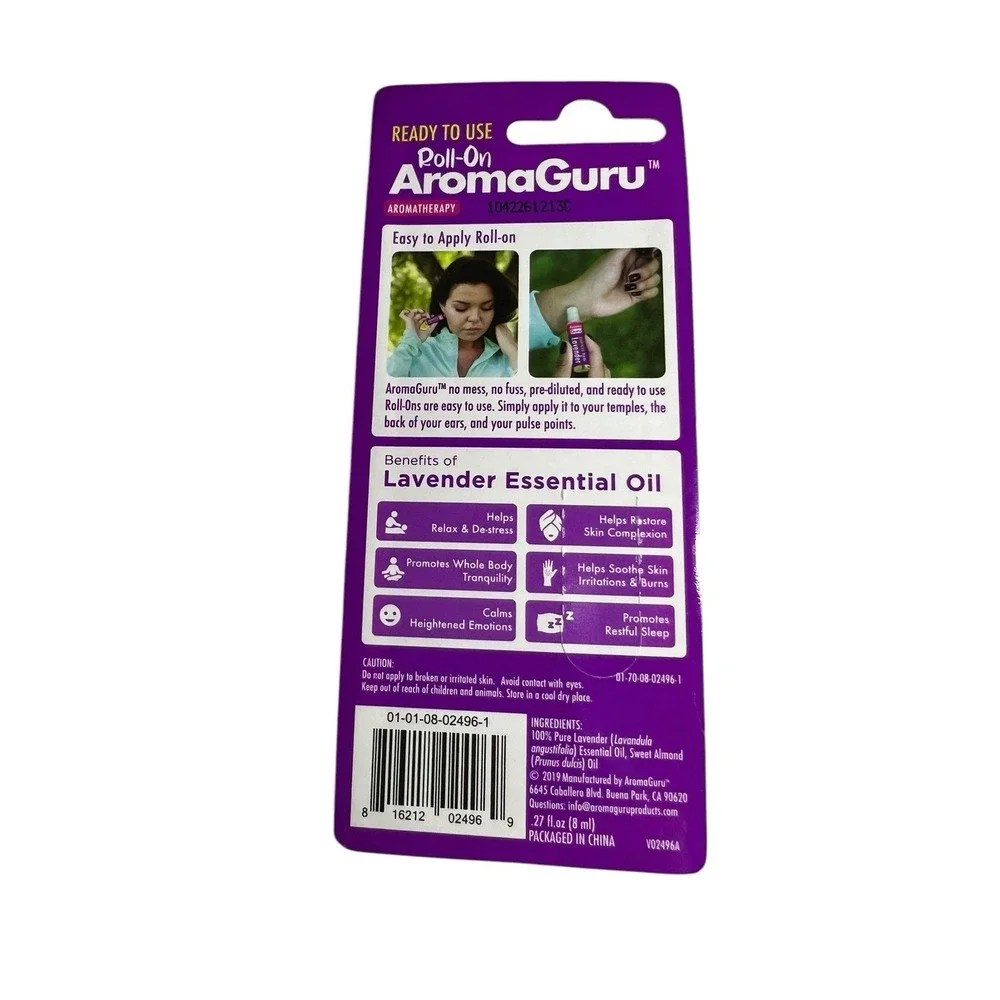 Aroma Guru Roll On Lavender Essential Oil‎ Sweet Almond & Lavender Oils